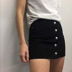 Black Denim Skirt with Buttons